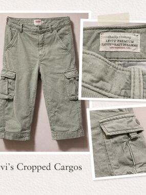 Levi’s Sage Green Cropped Cargo Pants | Utility Streetwear Size 32